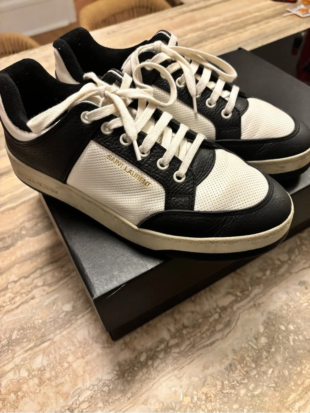Saint Laurent White and Black Low-Top Sneakers